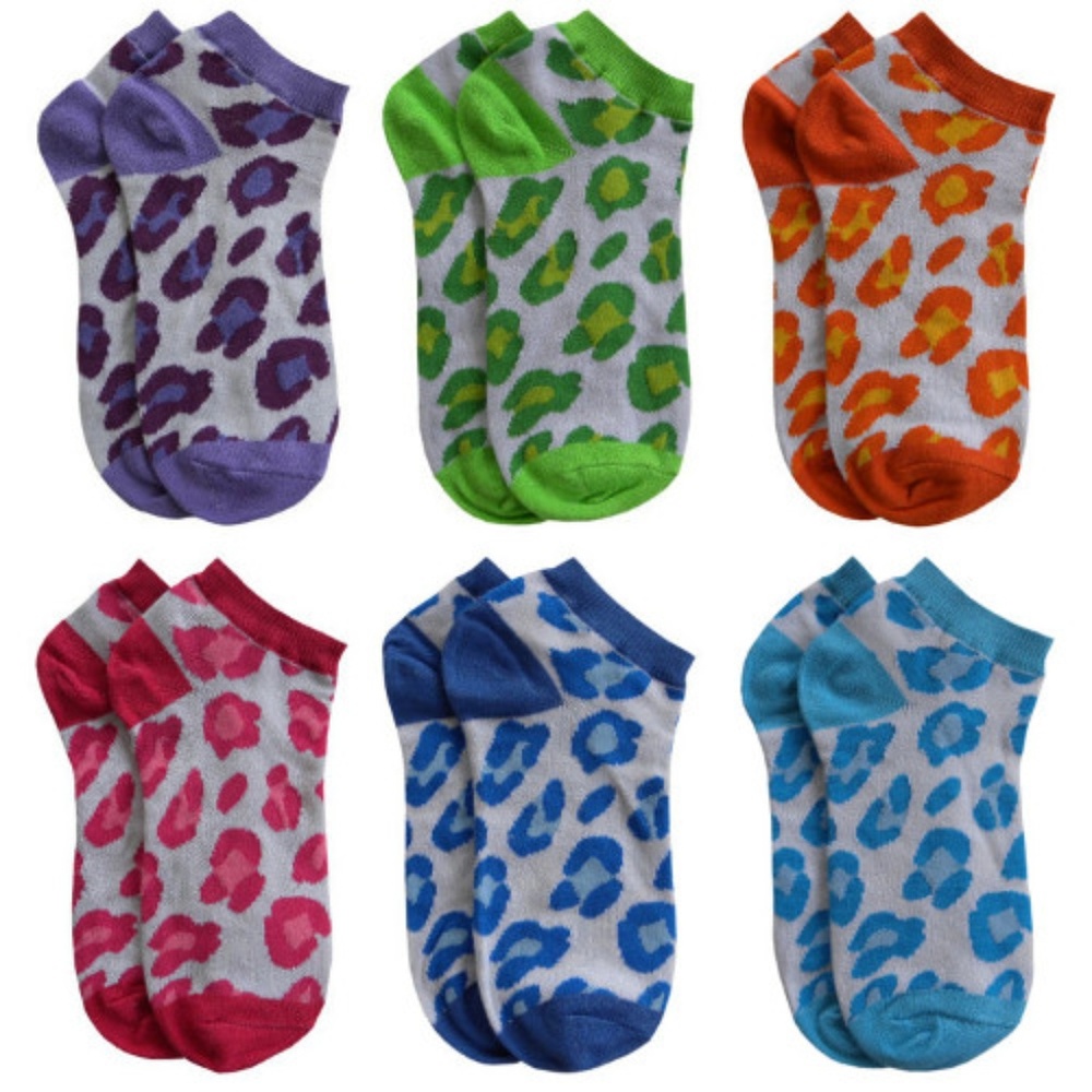 12 Pair Women's "Leopard Print" Low Cut Fun Socks